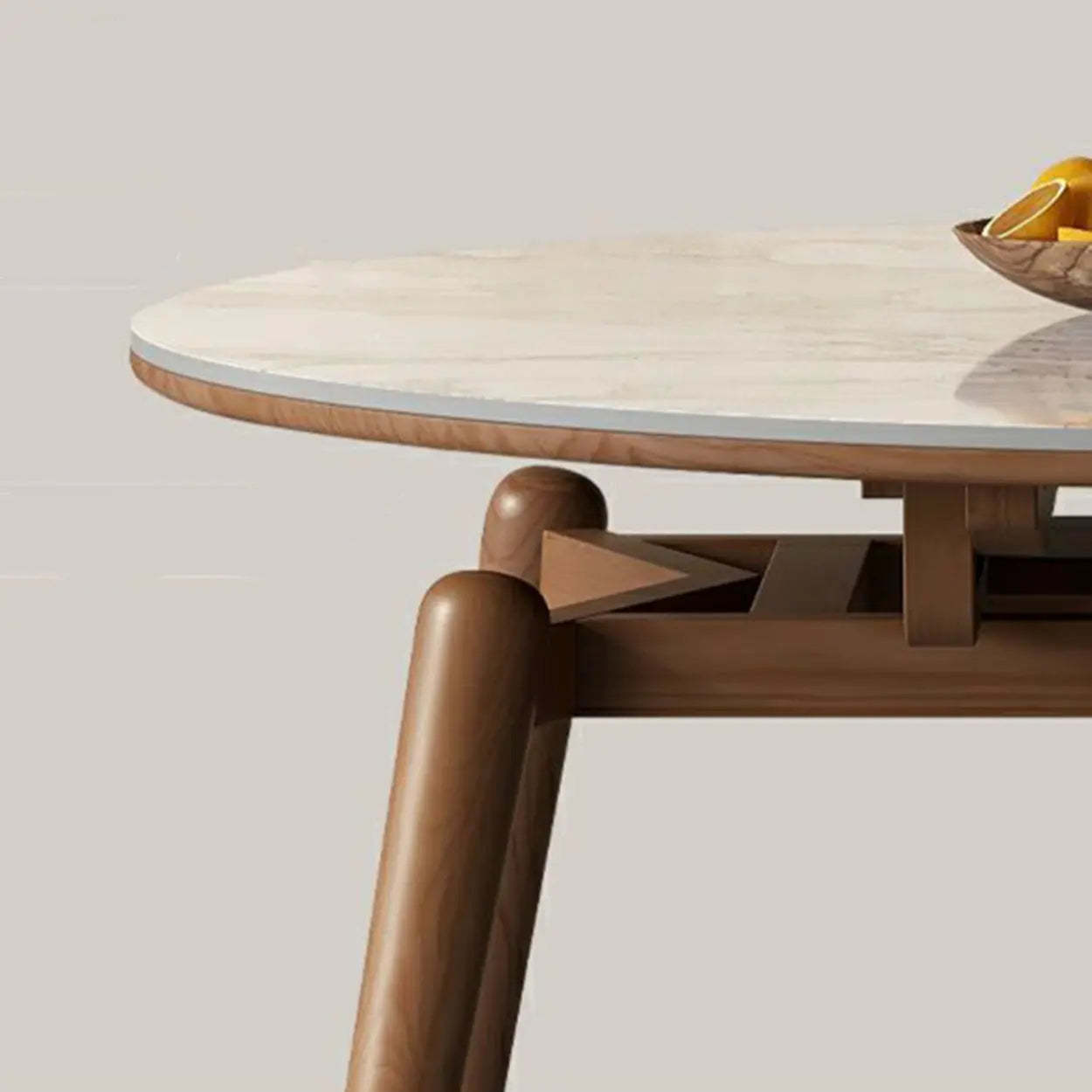 Mid-Century White Oval Marble Extendable Dining Table