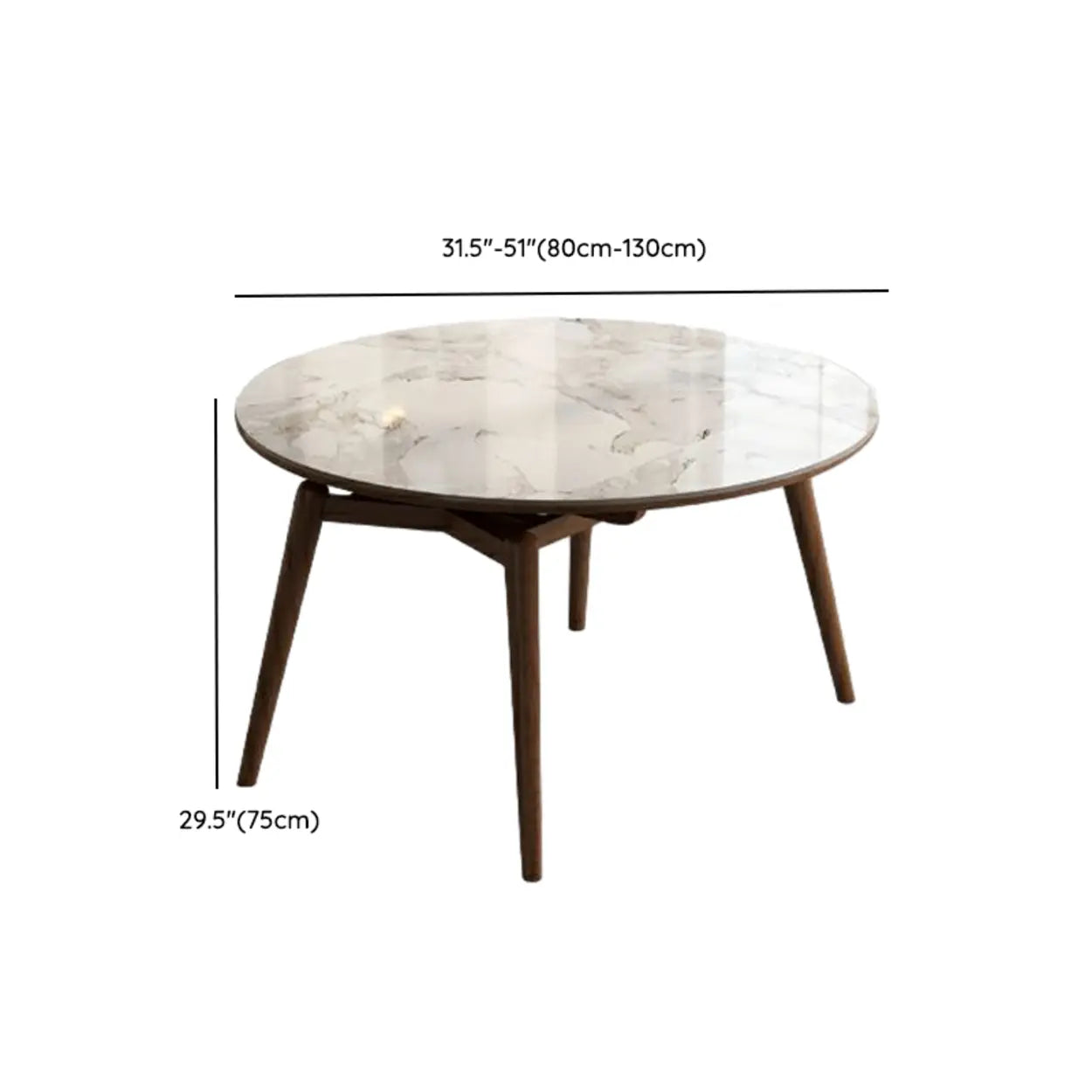 Mid-Century White Oval Marble Extendable Dining Table