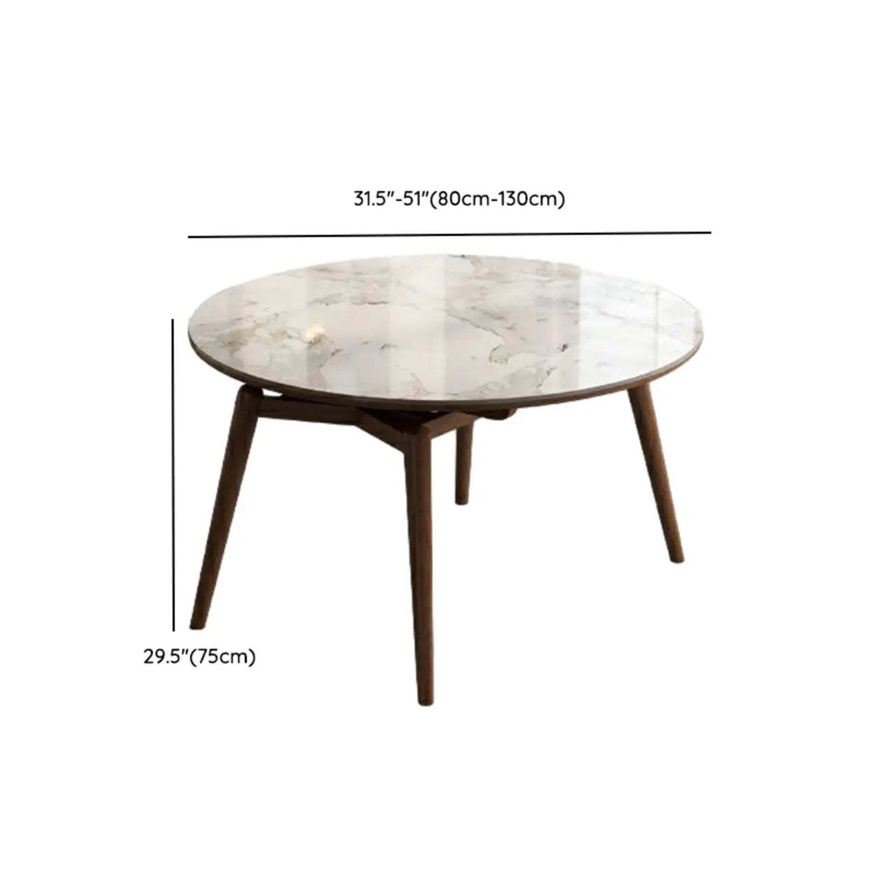 Mid-Century White Oval Marble Extendable Dining Table