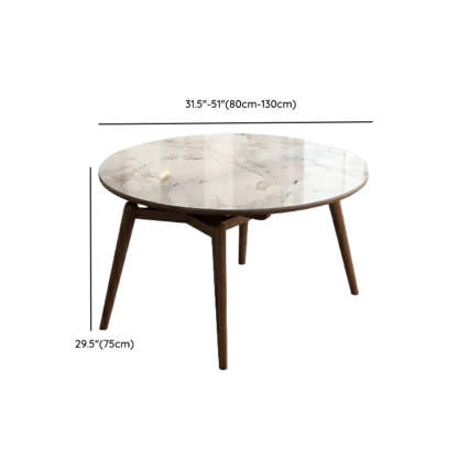 Mid-Century White Oval Marble Extendable Dining Table