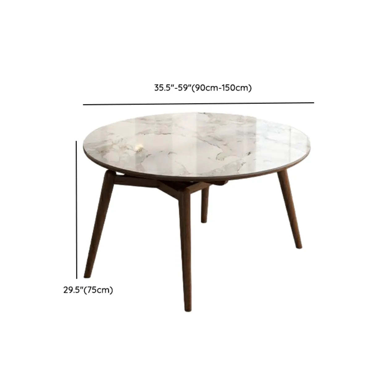 Mid-Century White Oval Marble Extendable Dining Table
