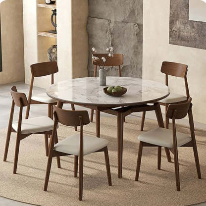 Mid-Century White Oval Marble Extendable Dining Table — Table Only