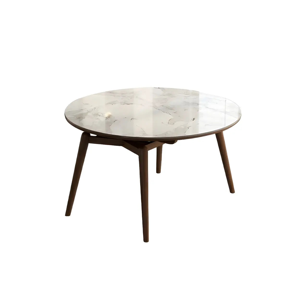 Mid-Century White Oval Marble Extendable Dining Table