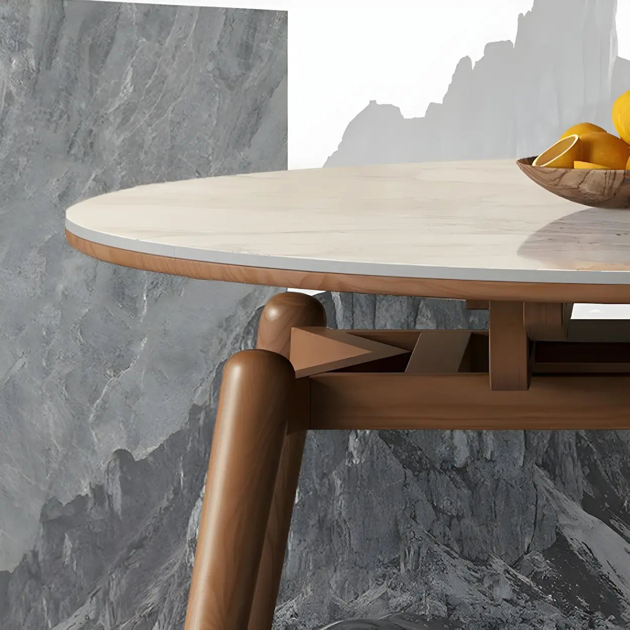 Mid-Century White Oval Marble Extendable Dining Table