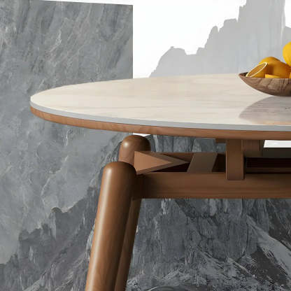 Mid-Century White Oval Marble Extendable Dining Table