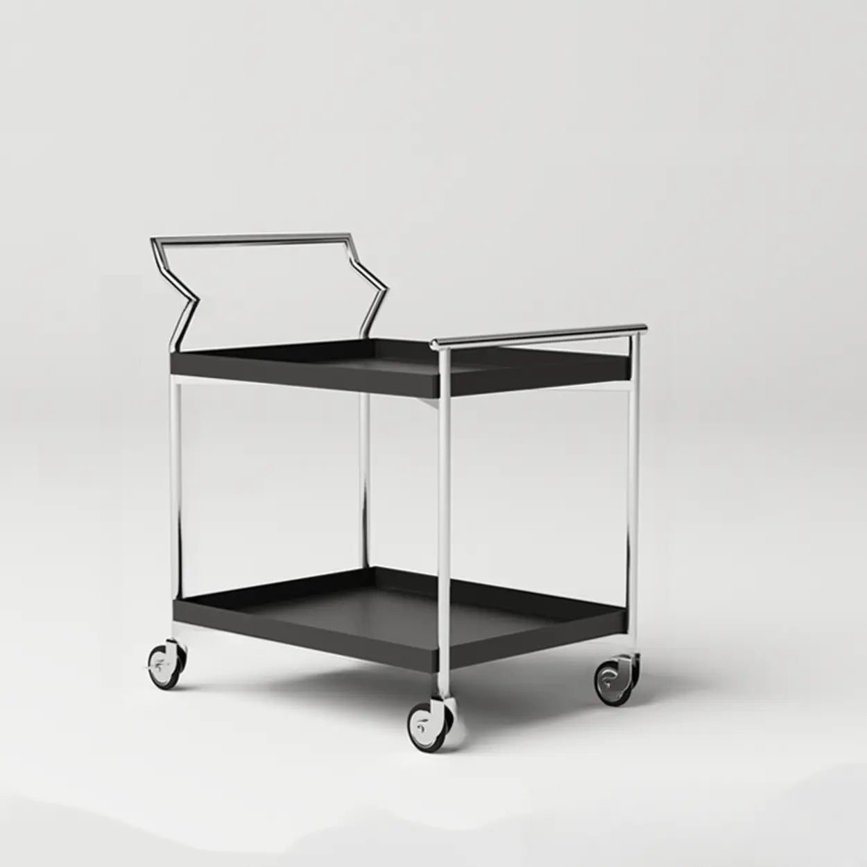 Mid-Century Rectangle Wood Stainless Steel End Table — Wood / Black