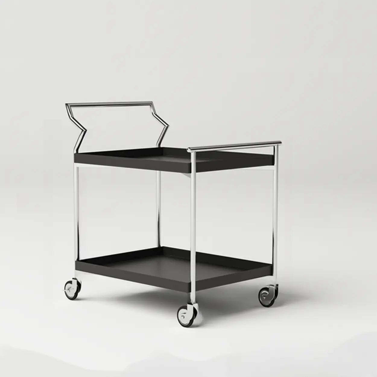 Mid-Century Rectangle Wood Stainless Steel End Table — Wood / Black