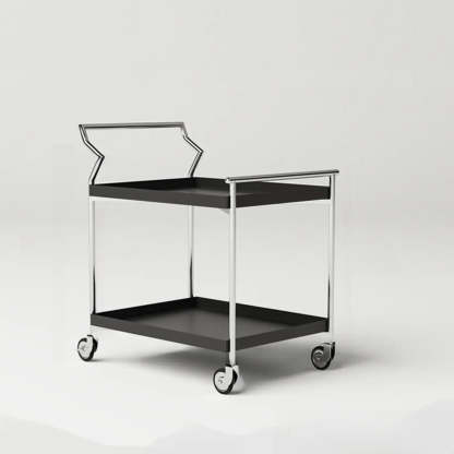 Mid-Century Rectangle Wood Stainless Steel End Table — Wood / Black