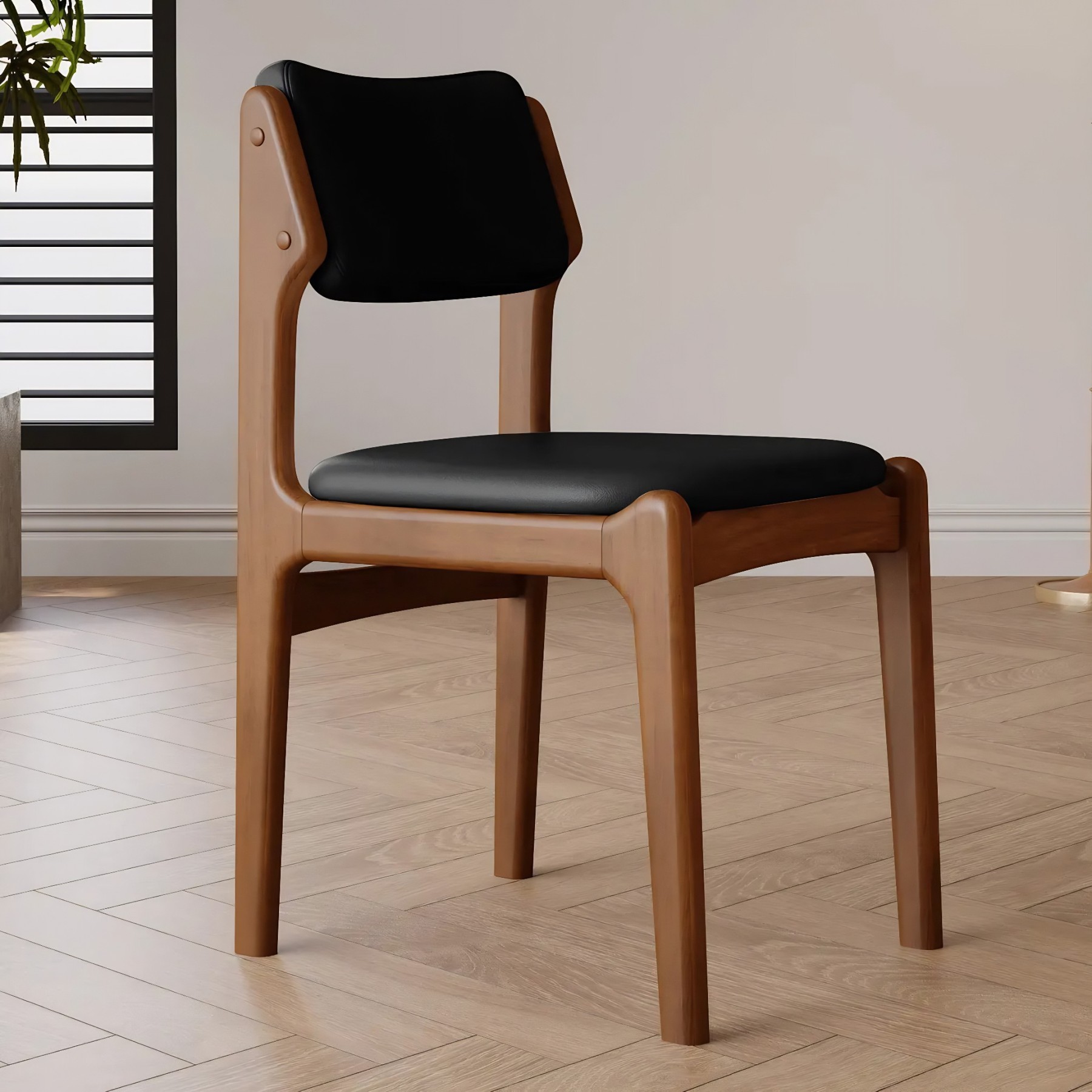 Mid-Century Upholstered Open-Back Dining Chair