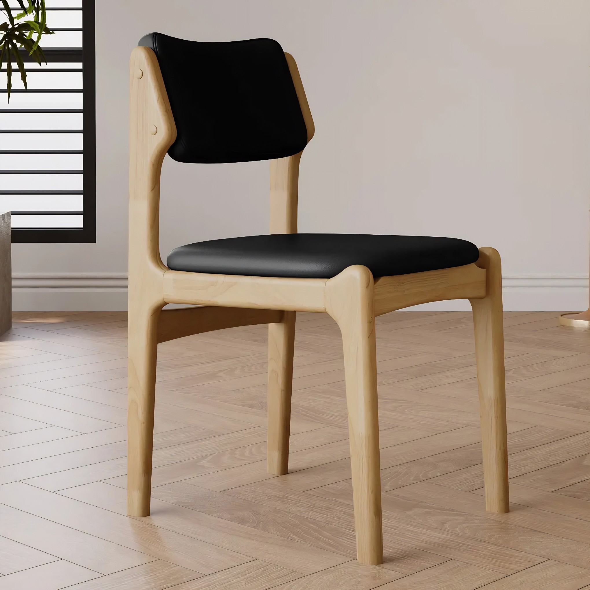 Mid-Century Upholstered Open-Back Dining Chair