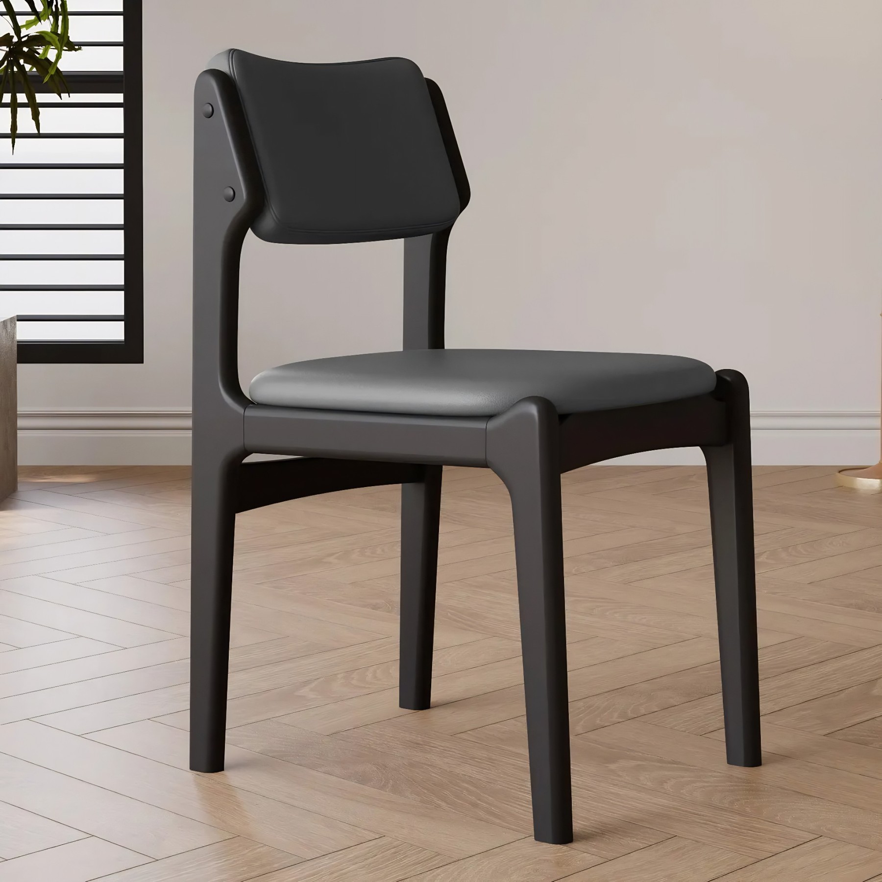 Mid-Century Upholstered Open-Back Dining Chair