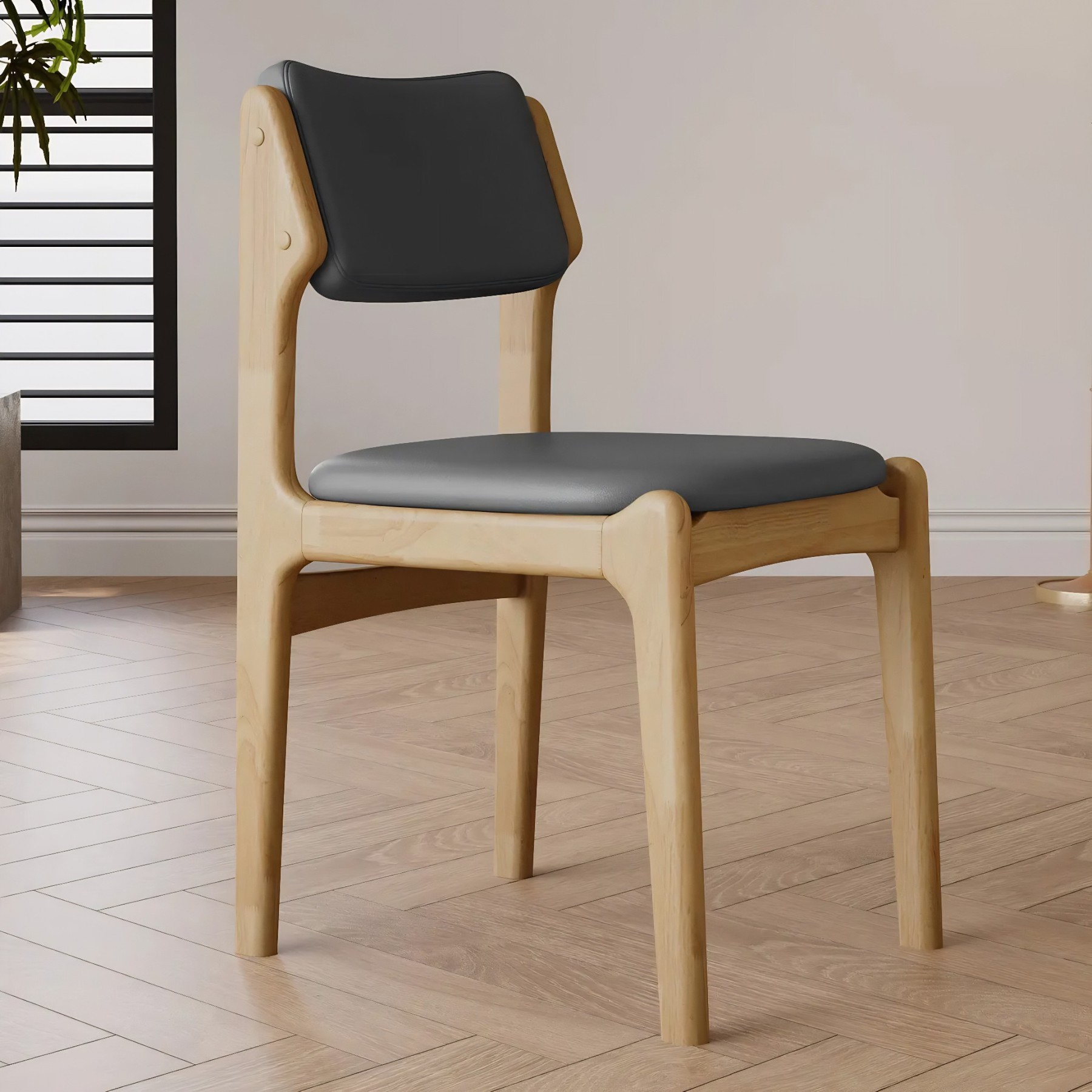 Mid-Century Upholstered Open-Back Dining Chair