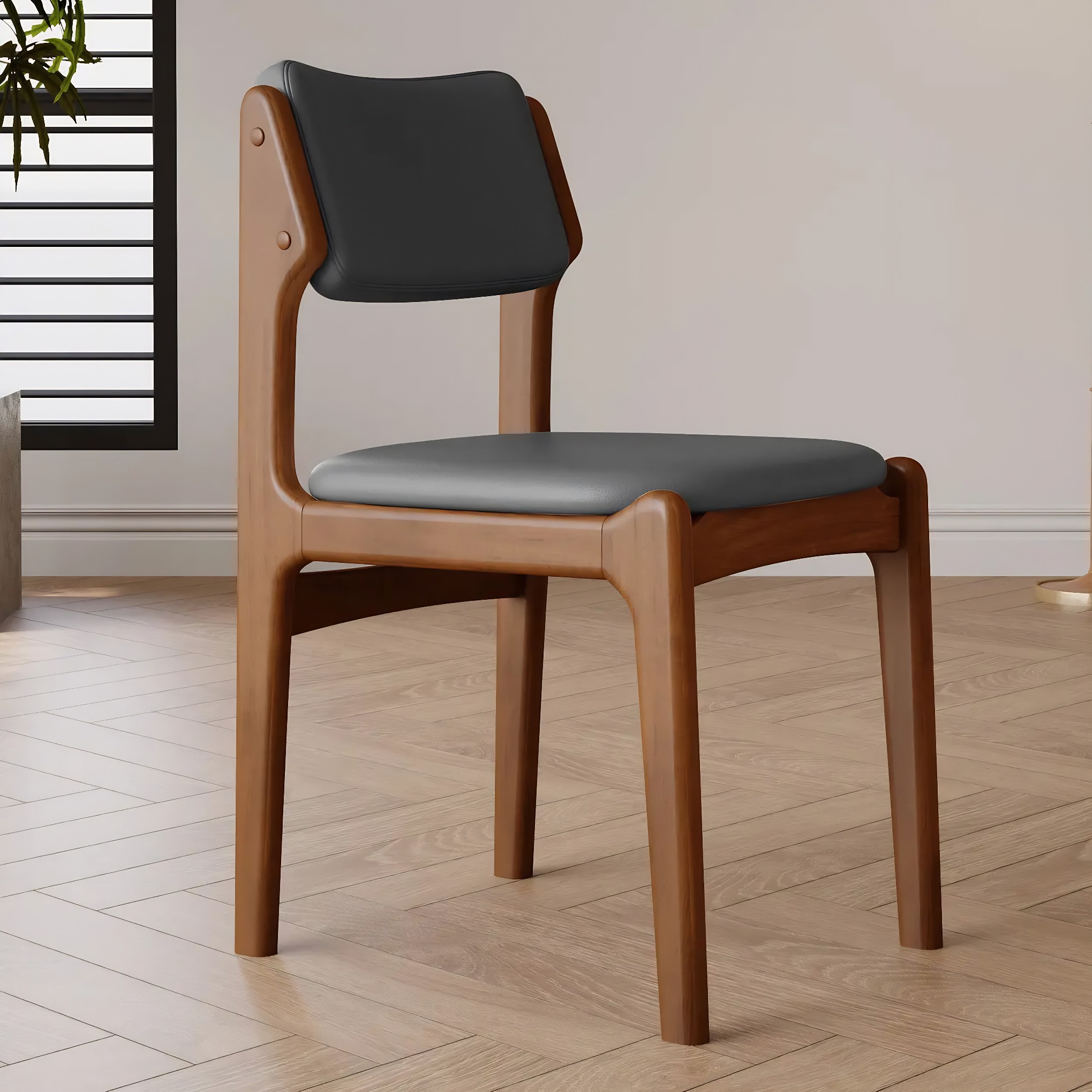 Mid-Century Upholstered Open-Back Dining Chair
