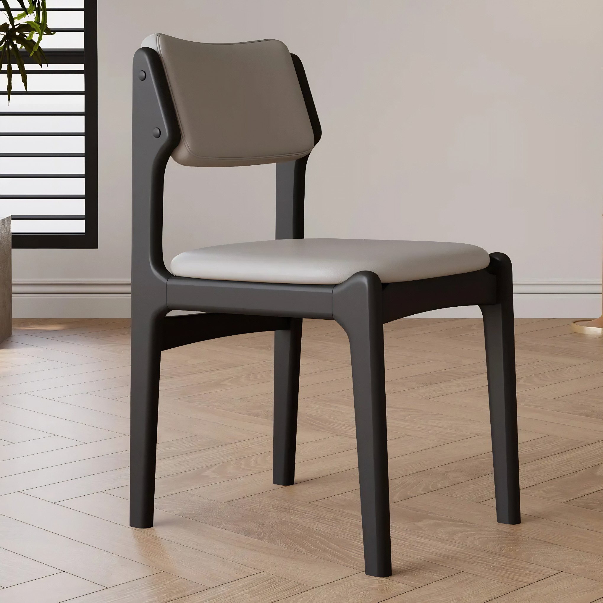 Mid-Century Upholstered Open-Back Dining Chair