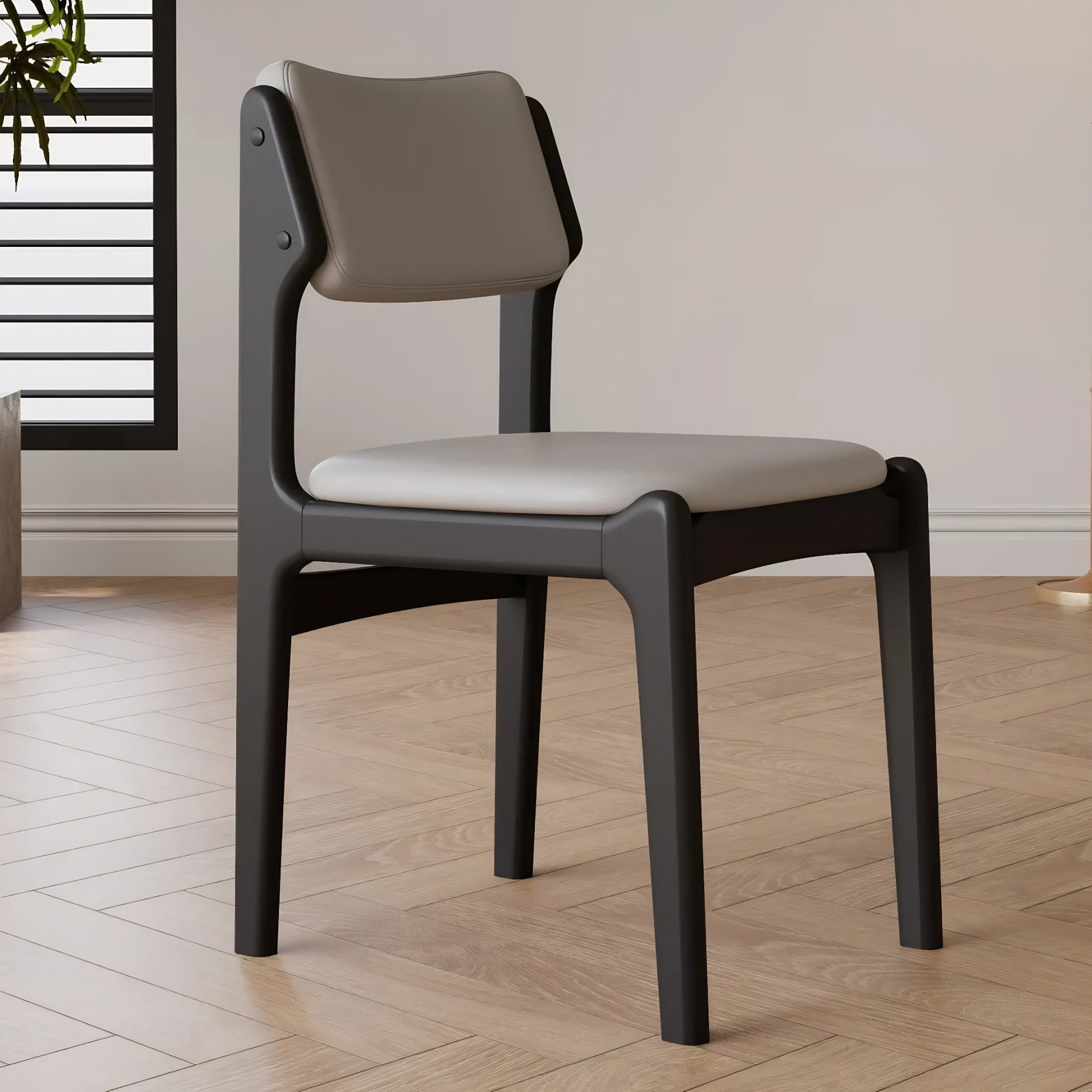 Mid-Century Upholstered Open-Back Dining Chair