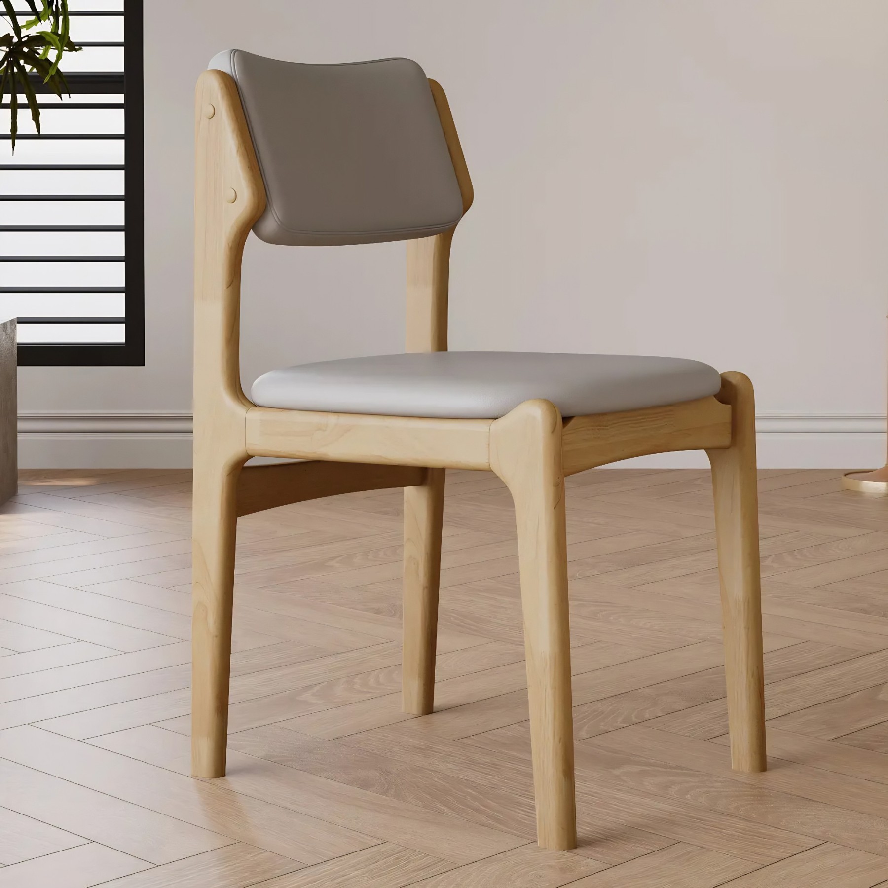 Mid-Century Upholstered Open-Back Dining Chair