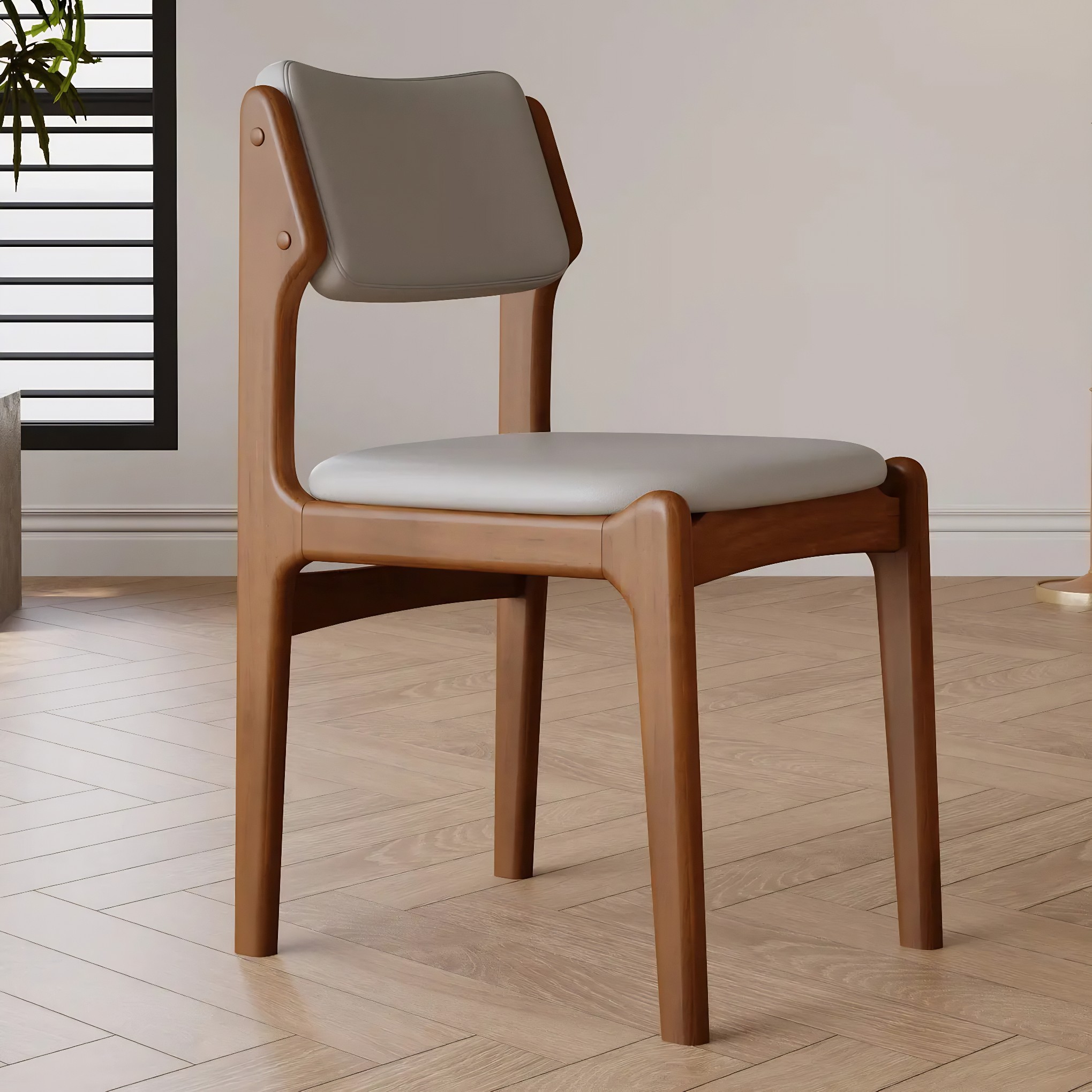 Mid-Century Upholstered Open-Back Dining Chair