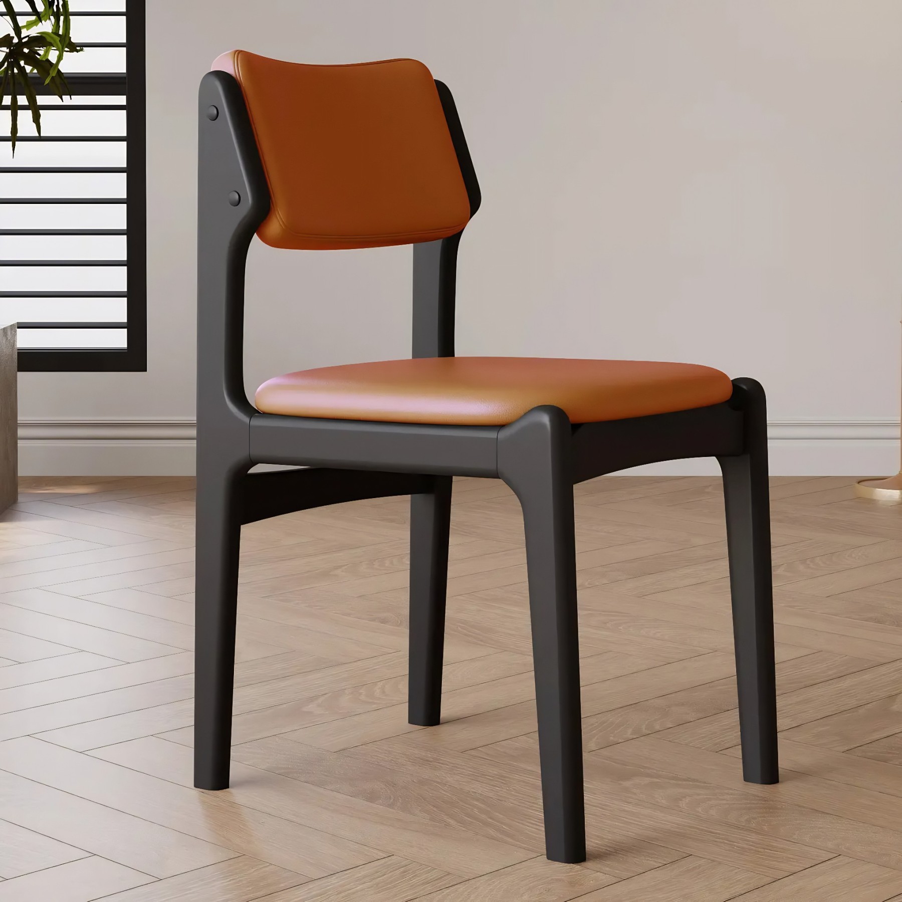Mid-Century Upholstered Open-Back Dining Chair
