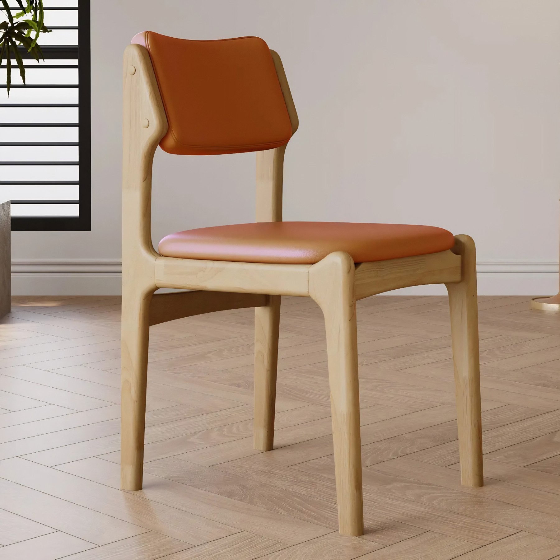 Mid-Century Upholstered Open-Back Dining Chair