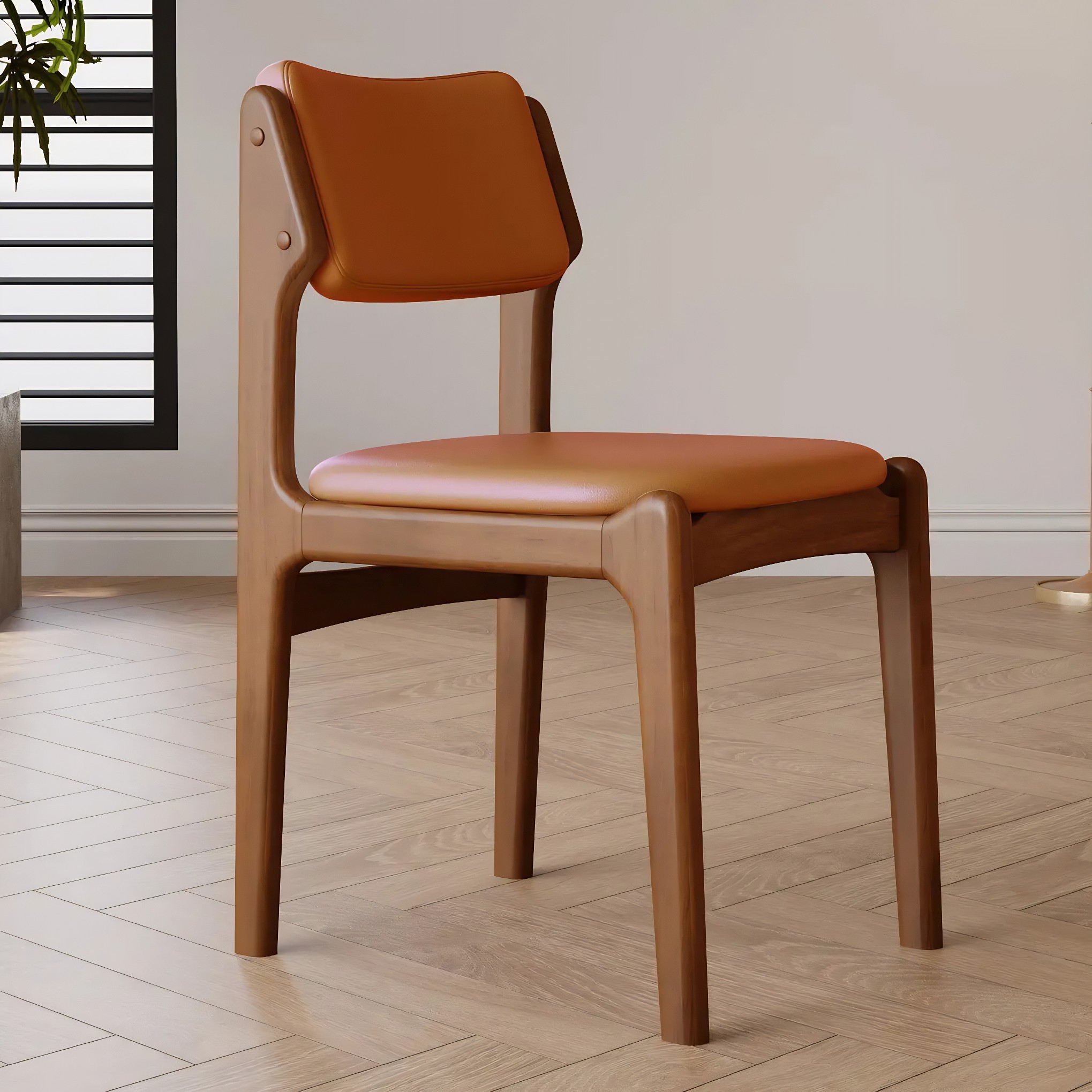 Mid-Century Upholstered Open-Back Dining Chair