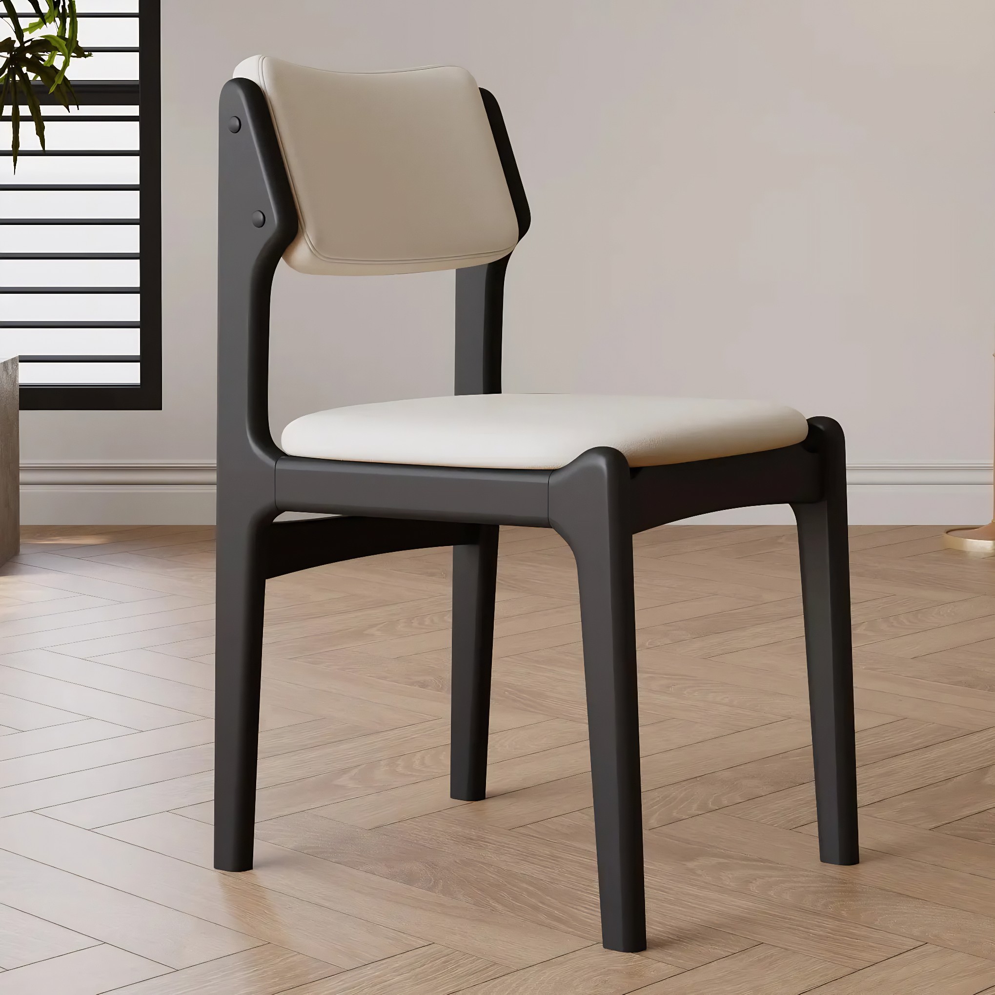 Mid-Century Upholstered Open-Back Dining Chair