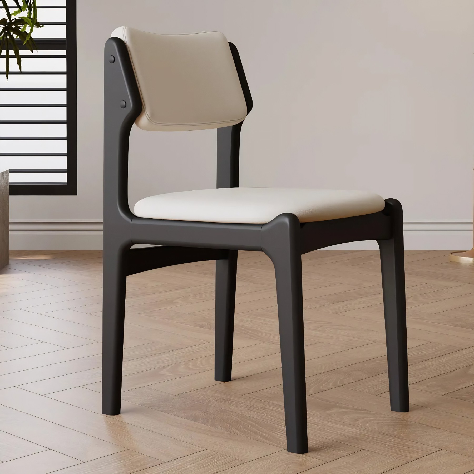 Mid-Century Upholstered Open-Back Dining Chair