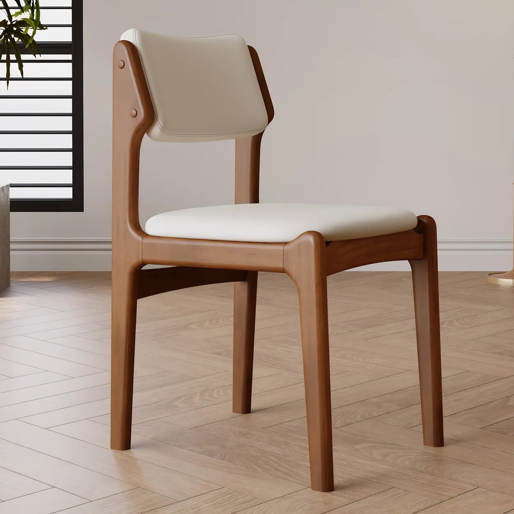 Mid-Century Upholstered Open-Back Dining Chair