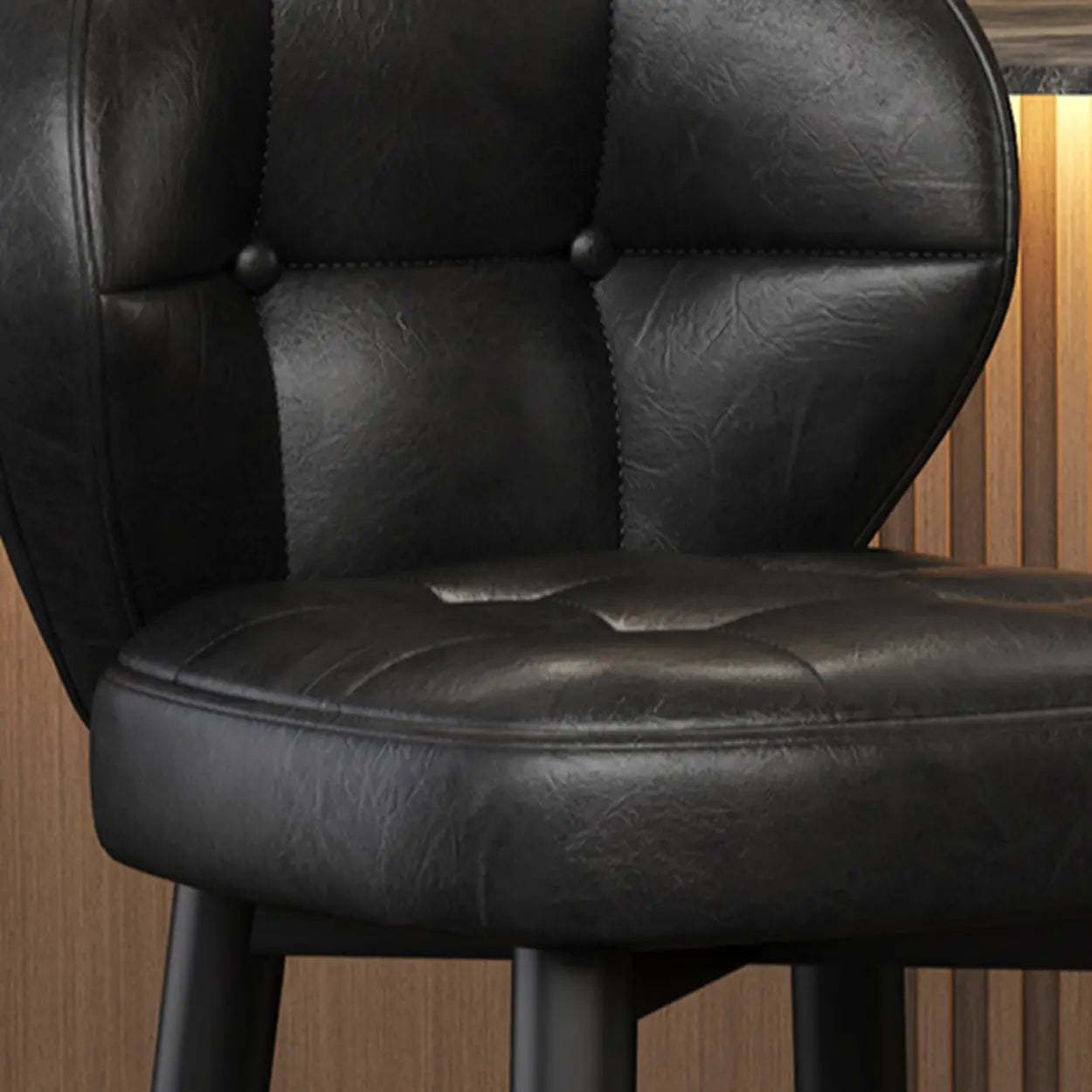 Mid-Century Upholstered Swivel Bar Stool with Padded Backrest