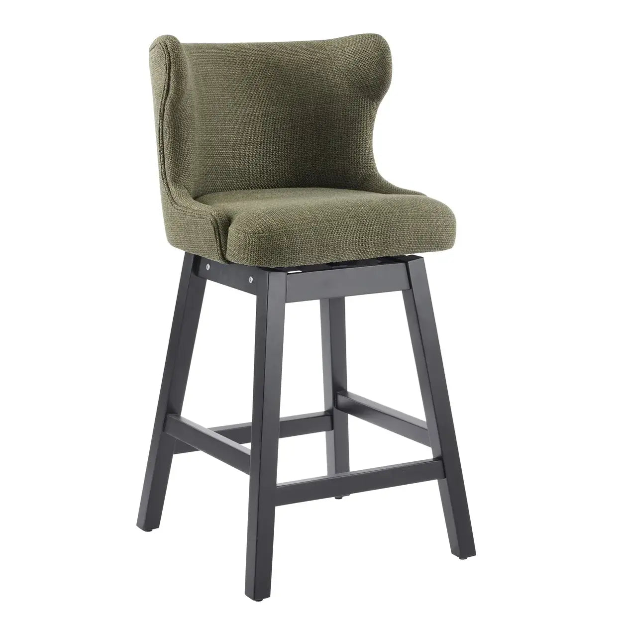 Mid-Century Upholstered Swivel Wingback Bar Stool Set of 2