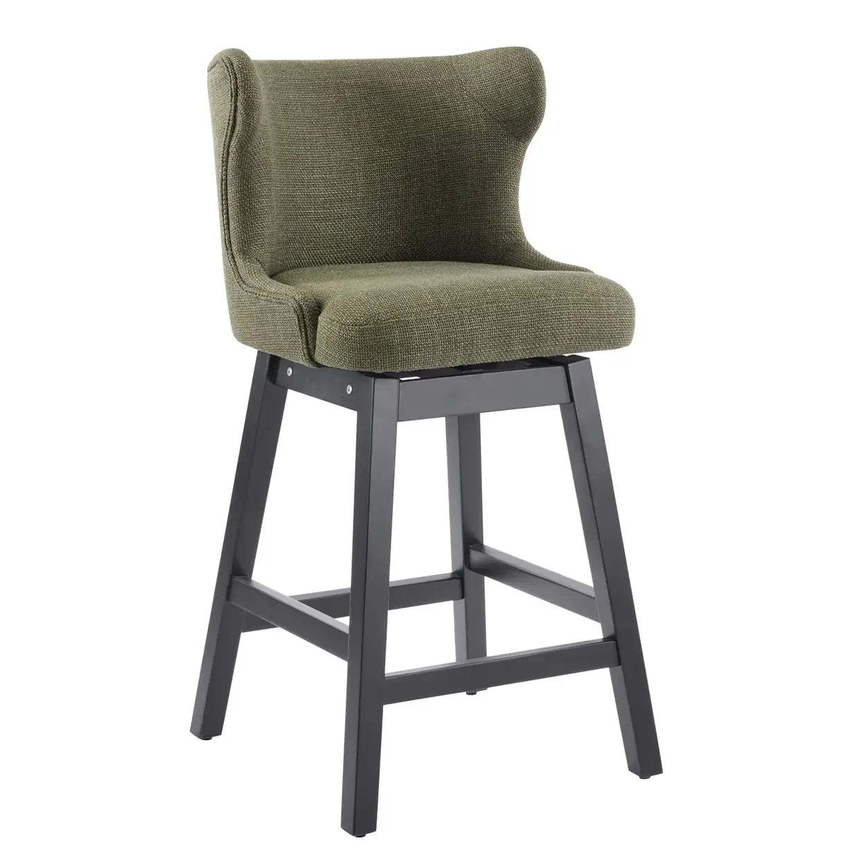 Mid-Century Upholstered Swivel Wingback Bar Stool Set of 2