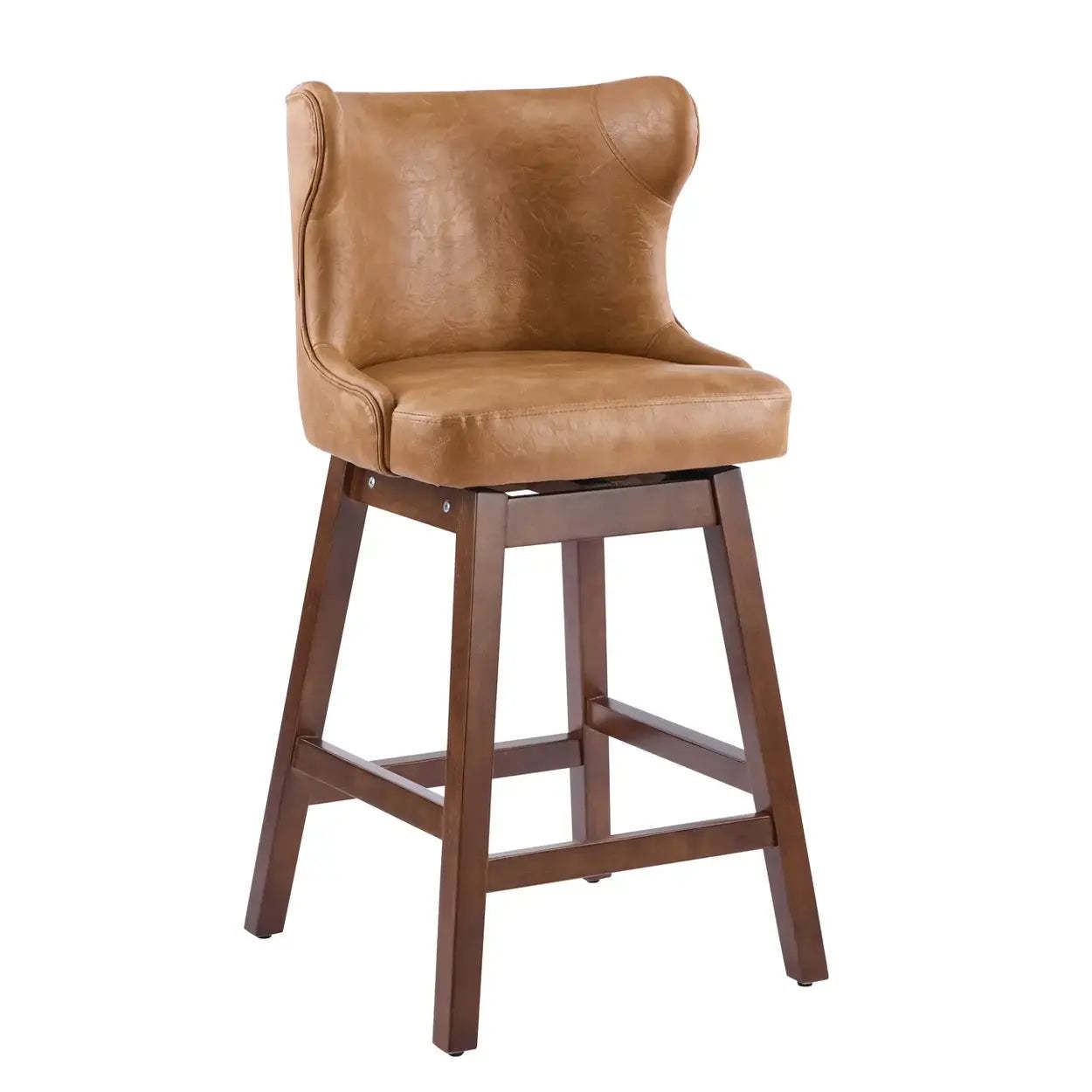 Mid-Century Upholstered Swivel Wingback Bar Stool Set of 2