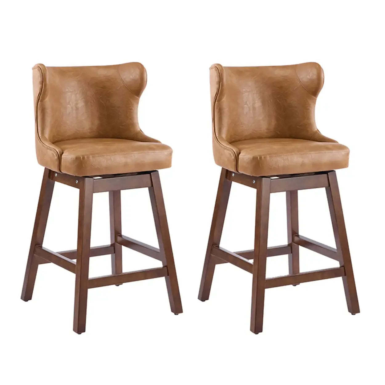 Mid-Century Upholstered Swivel Wingback Bar Stool Set of 2