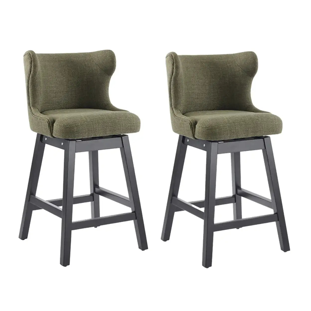 Mid-Century Upholstered Swivel Wingback Bar Stool Set of 2