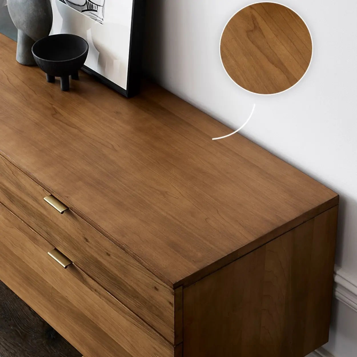 Mid-Century Walnut Wood TV Stand with Storage