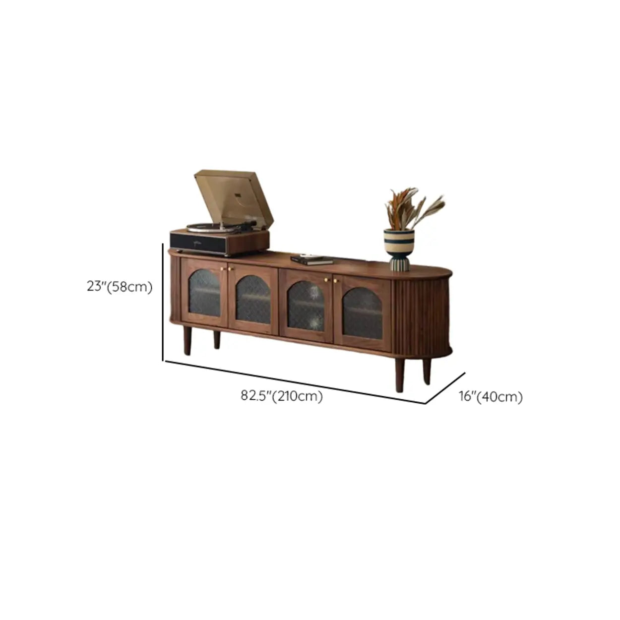 Mid-Century Walnut Wood TV Stand with Cabinet
