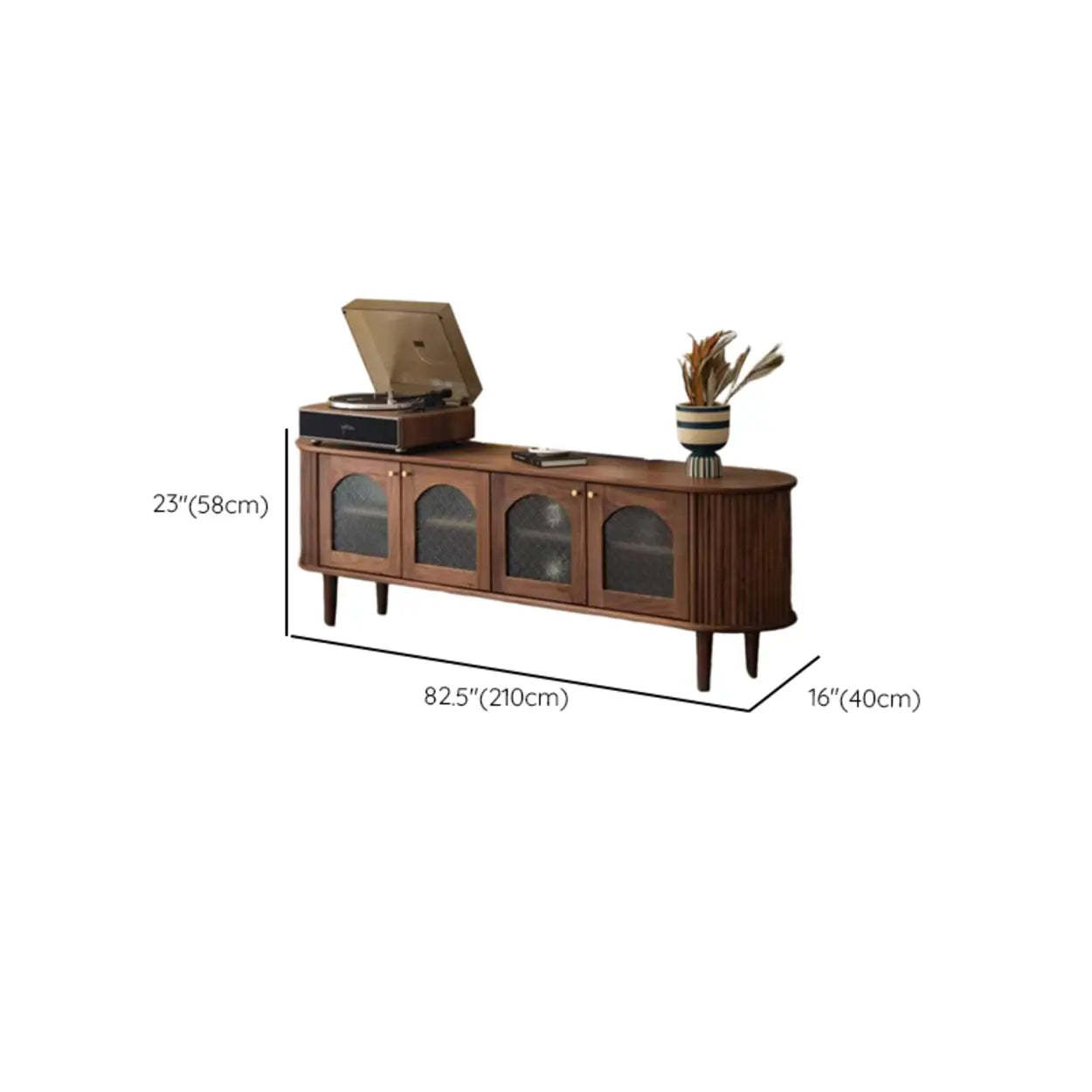 Mid-Century Walnut Wood TV Stand with Cabinet