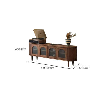 Mid-Century Walnut Wood TV Stand with Cabinet