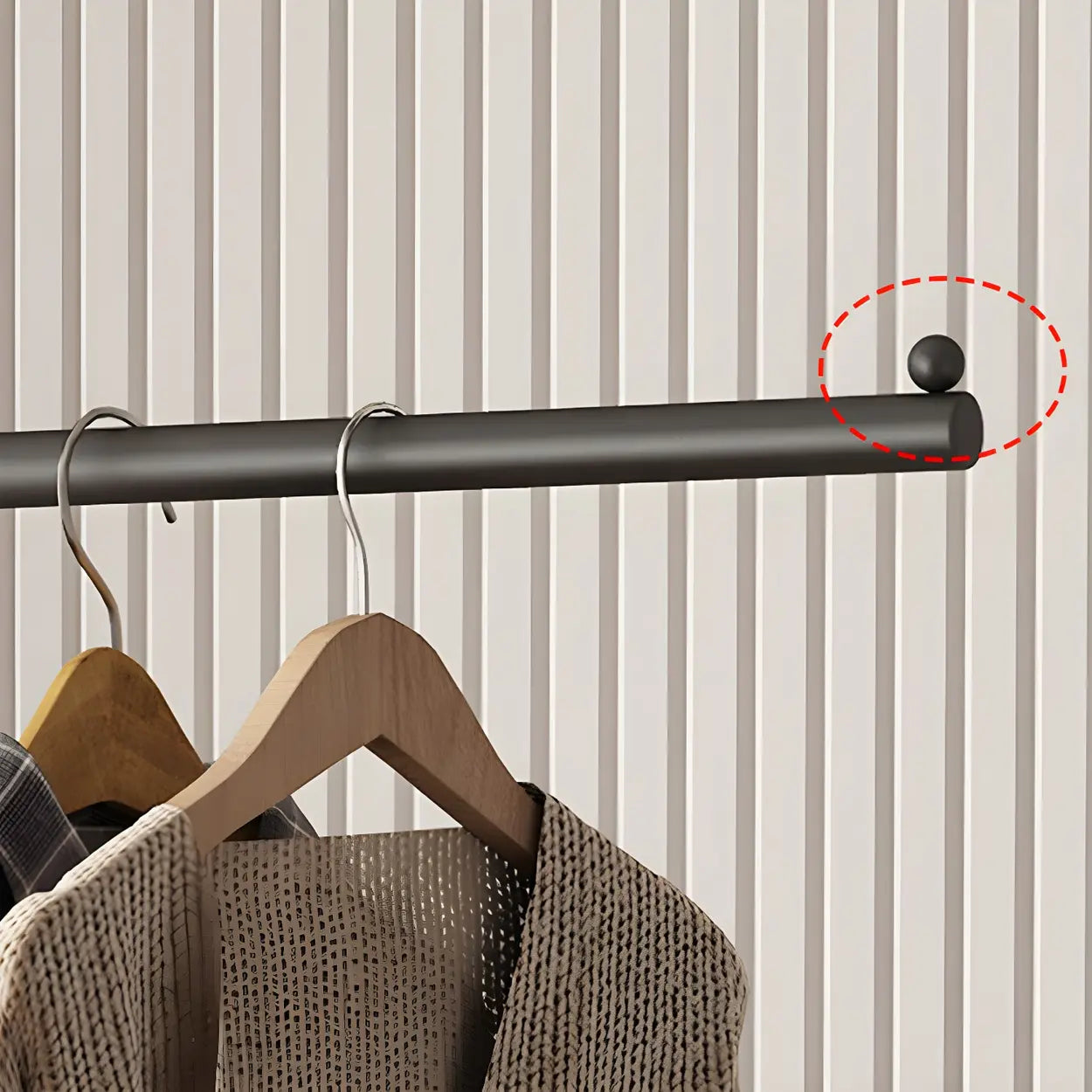Minimal Black Metal Garment Coat Rack with Shelves and Hooks