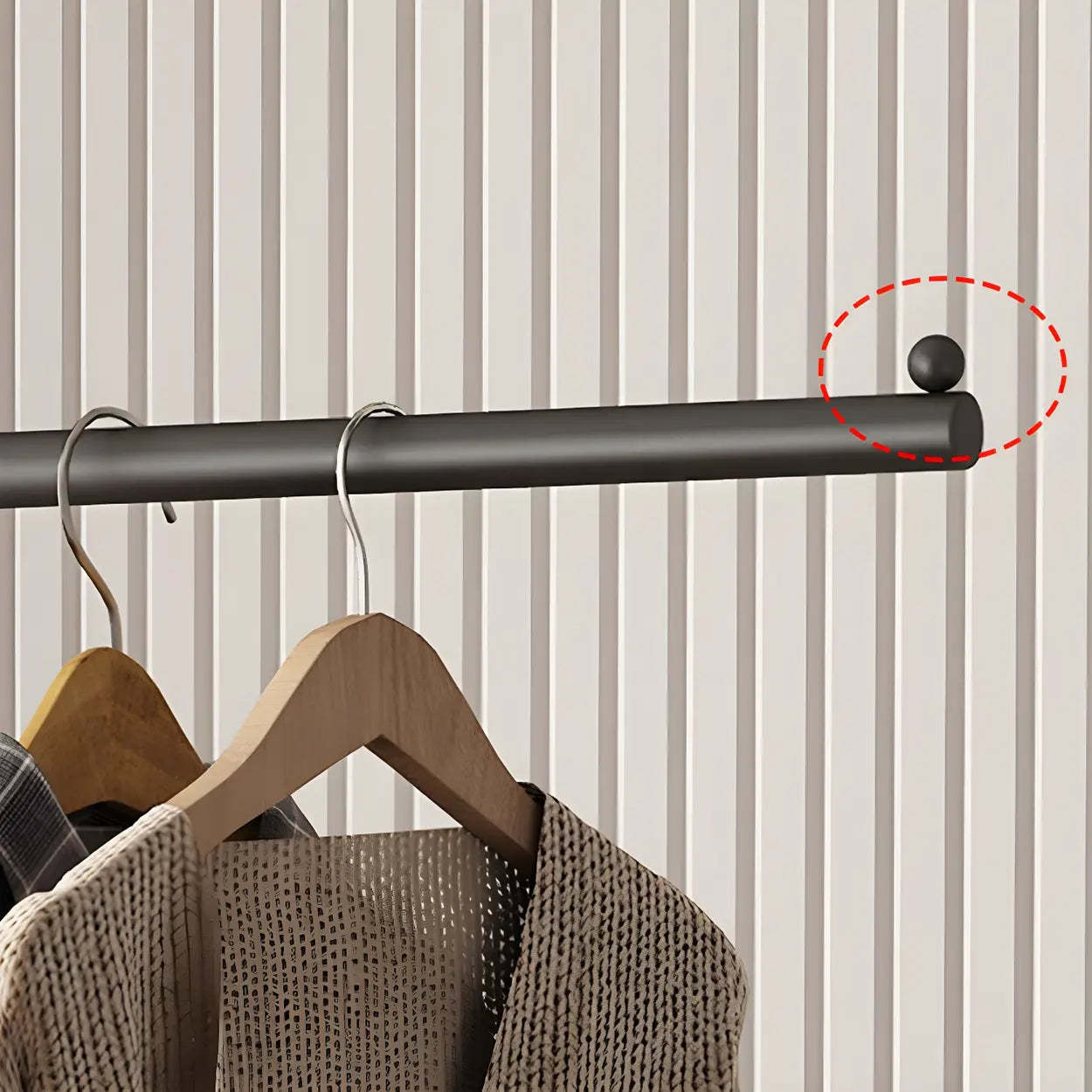 Minimal Black Metal Garment Coat Rack with Shelves and Hooks