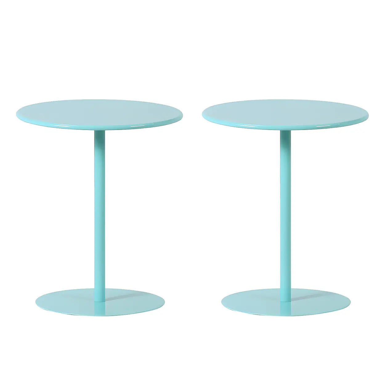 Minimalist Round Metal Pedestal Side Table — Green / 2