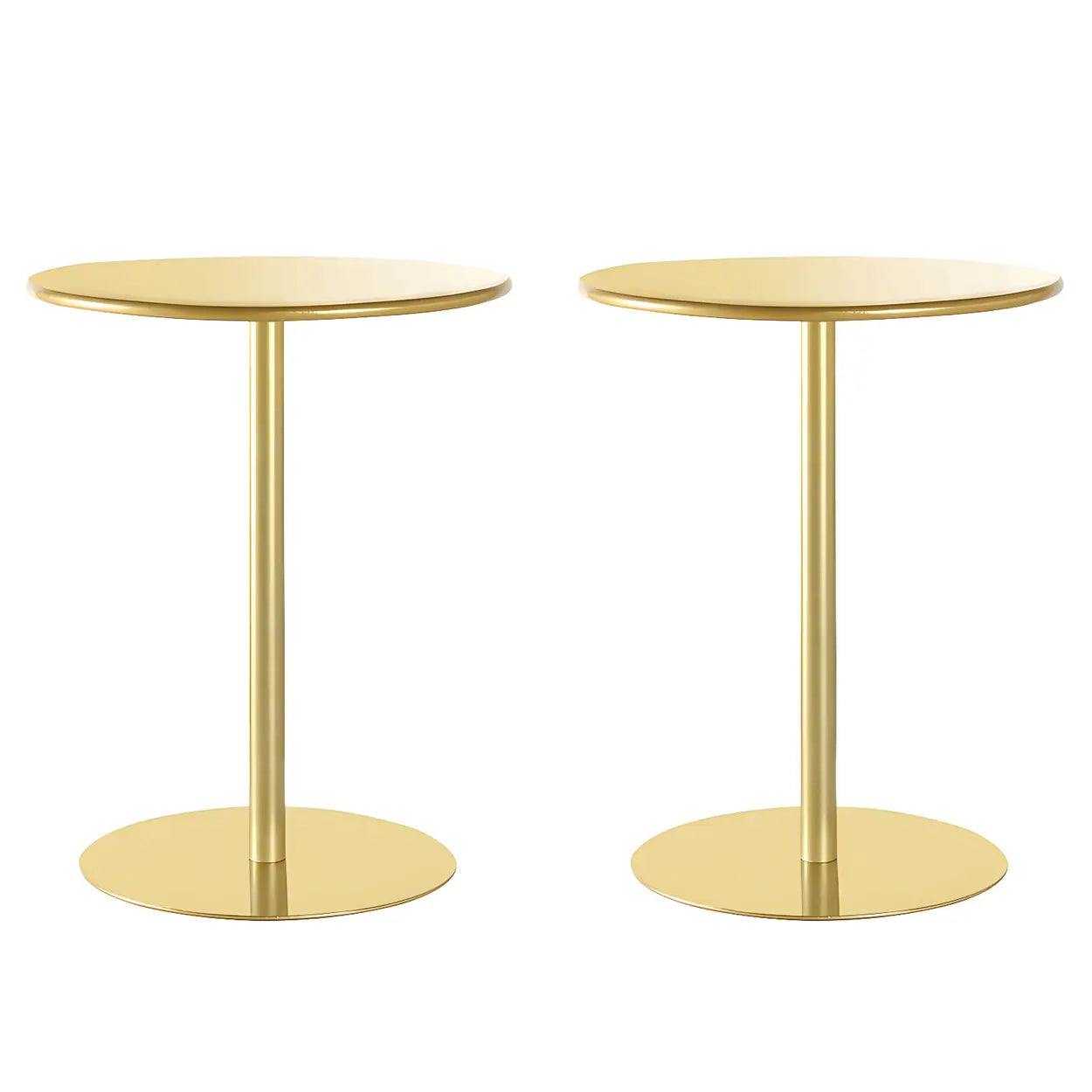 Minimalist Round Metal Pedestal Side Table — White / 2
