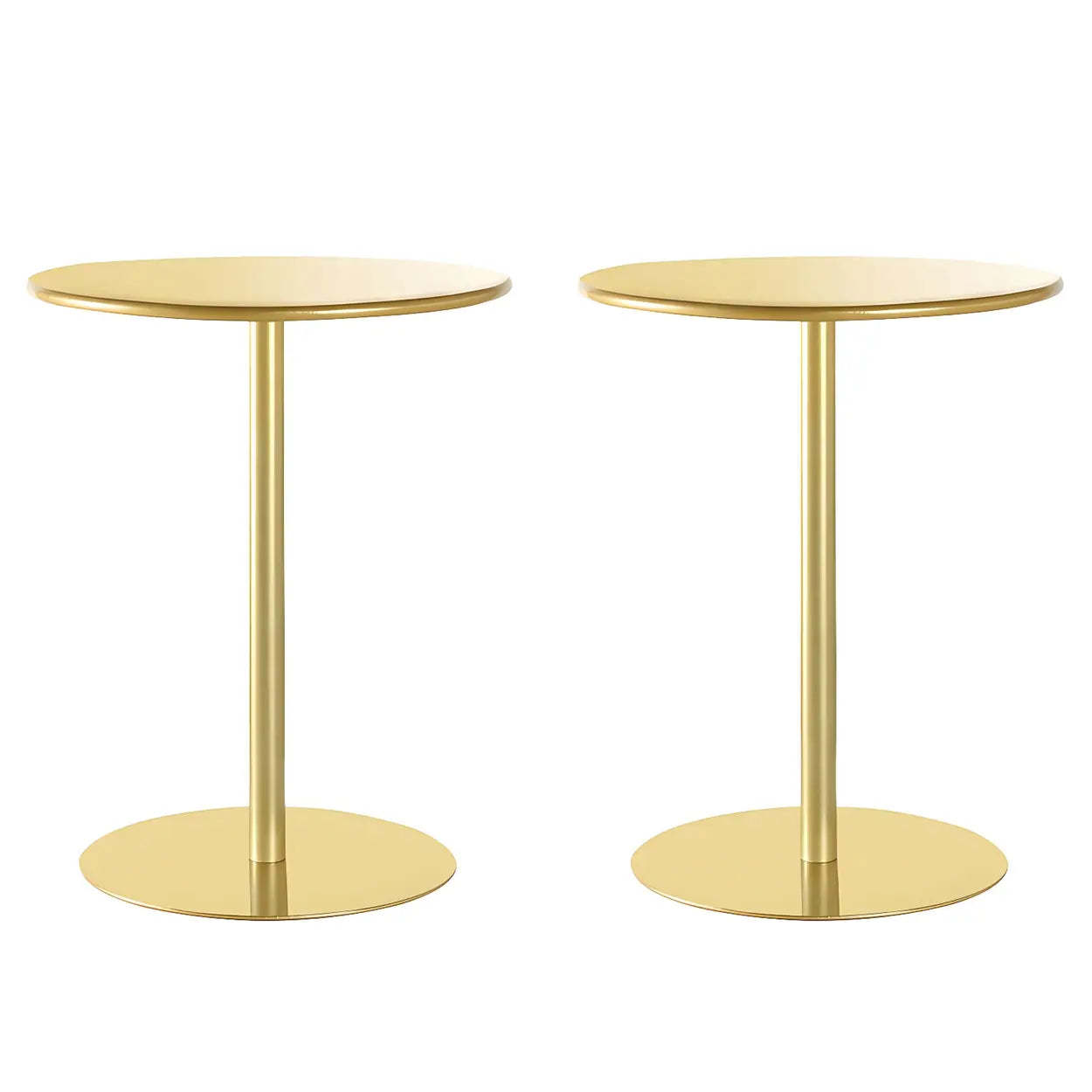 Minimalist Round Metal Pedestal Side Table — White / 2