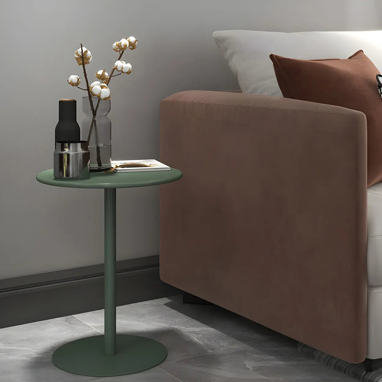 Minimalist Round Metal Pedestal Side Table