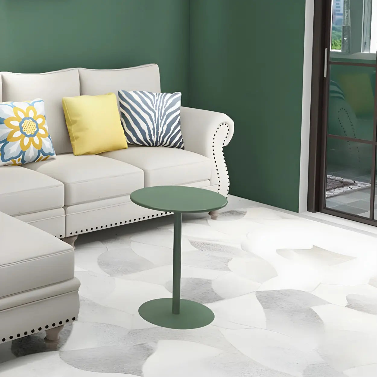 Minimalist Round Metal Pedestal Side Table