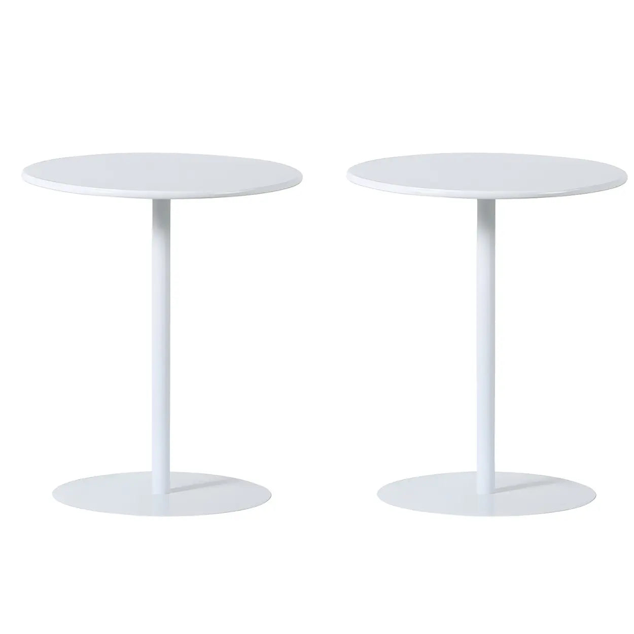 Minimalist Round Metal Pedestal Side Table — Cream / 2