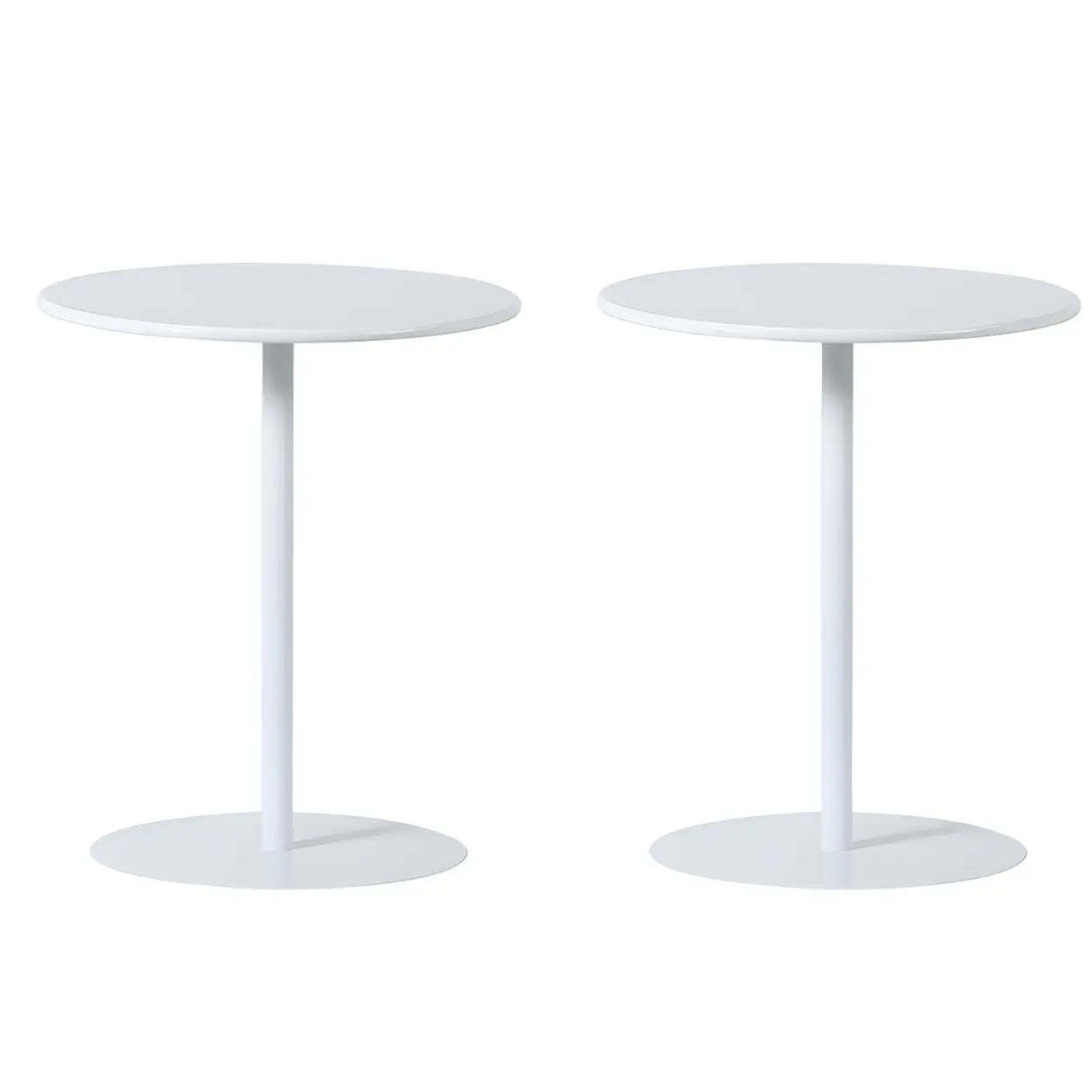 Minimalist Round Metal Pedestal Side Table — Cream / 2