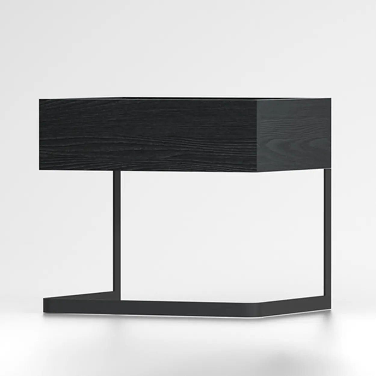 Modern drawer black nightstands in iron wood glass