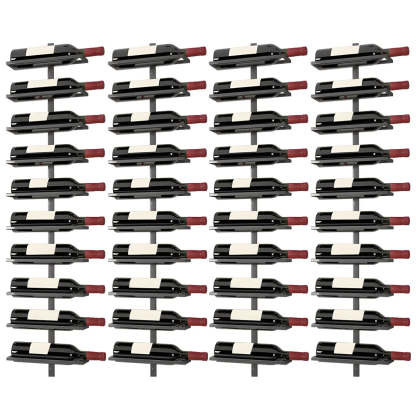 Metal Wall-Mounted Floating Wine Rack — Black / 4 Piece Set