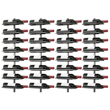 Metal Wall-Mounted Floating Wine Rack — Black / 4 Piece Set