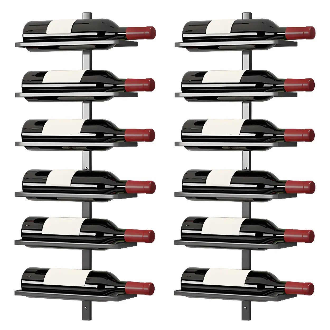 Metal Wall-Mounted Floating Wine Rack — Gold / 2 Piece Set